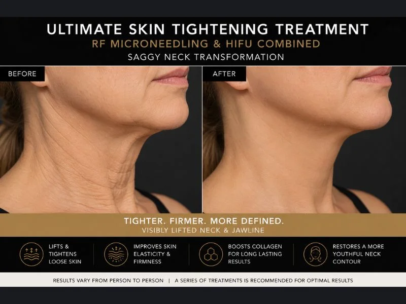 before and after Ultimate skin tightening treatment Port Glasgow